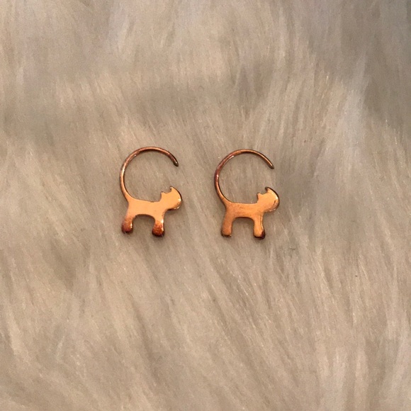 Jewelry - Rose Gold Cat Earrings NWOT